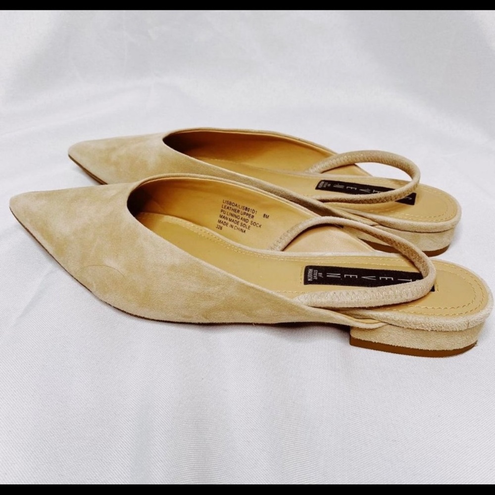 Steve Madden Lisboa White Leather Pointed-Toe Slingback Ballet Flats 8